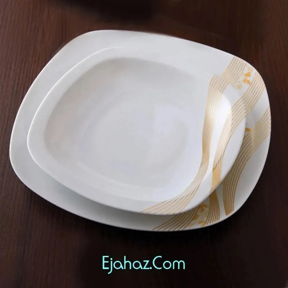 سرویس چینی زرین طرح نوژان ۲۷ پارچه چهارگوش