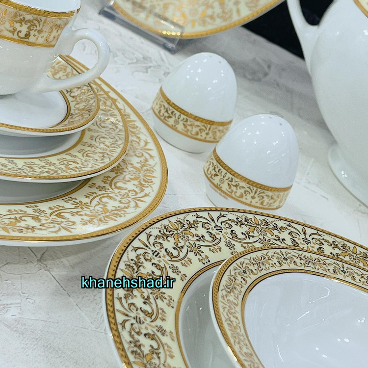 سرویس چینی زرین 12 نفره طرح مهرکرم 102 پارچه درجه یک