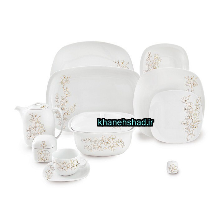 سرویس چینی زرین 12 نفره طرح شکوفه گیلاس 98 پارچه درجه یک