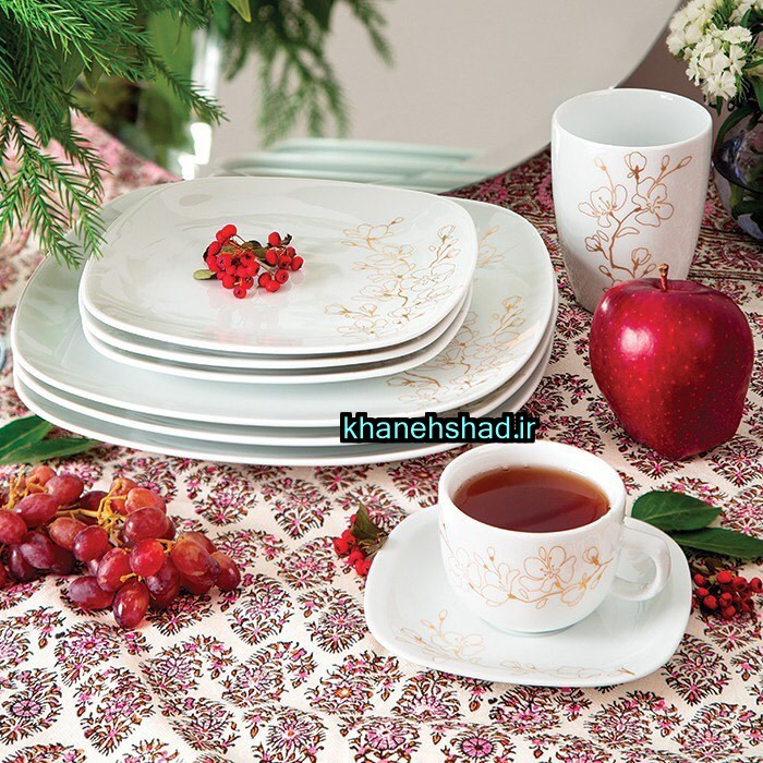 سرویس چینی زرین 12 نفره طرح شکوفه گیلاس 98 پارچه درجه یک