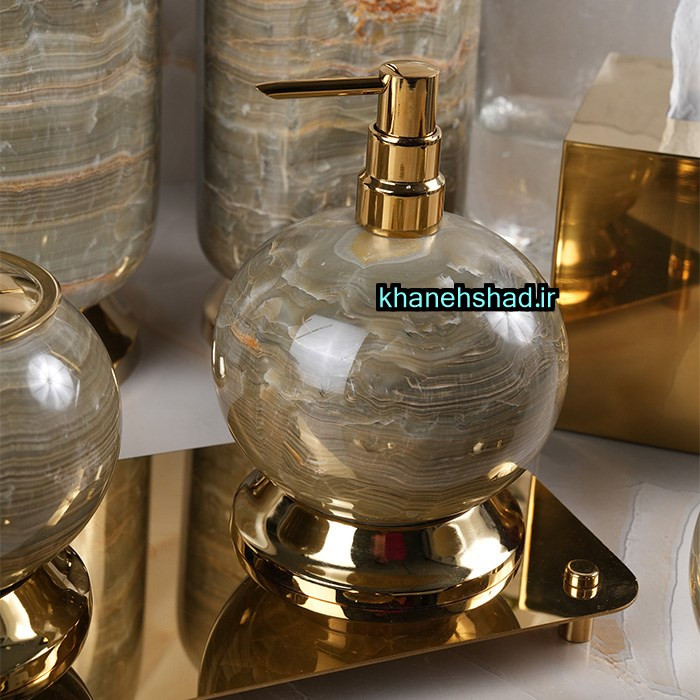 ست سرویس بهداشتی لاکچری سنگ و برنج کلوسیو سبز یشمی هندی