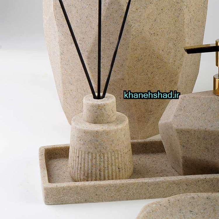 ست سرویس بهداشتی رزینی مینیمال صخره کرم گرانیتی