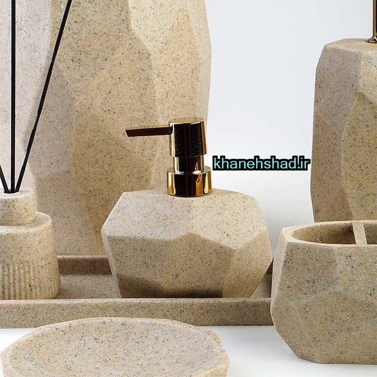 ست سرویس بهداشتی رزینی مینیمال صخره کرم گرانیتی