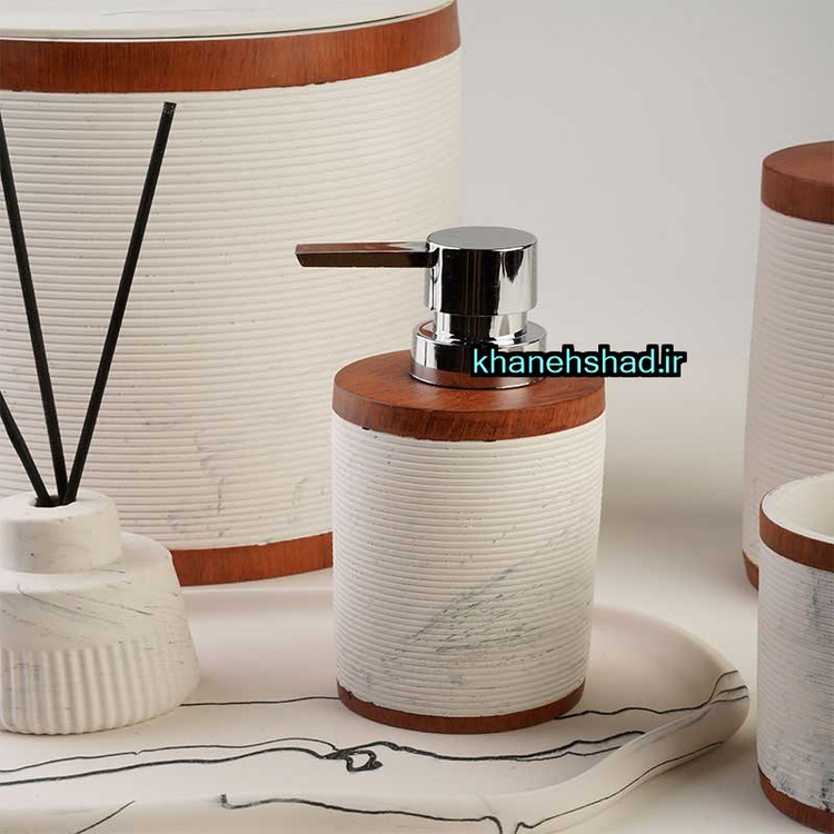 ست سرویس بهداشتی مینیمال سفید ماربل طرح چوب شیاردار