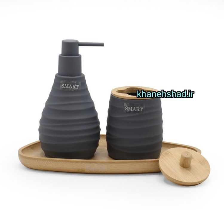 ست بهداشتی اکرولیک 3 تکه اسمارت طوسی چوب