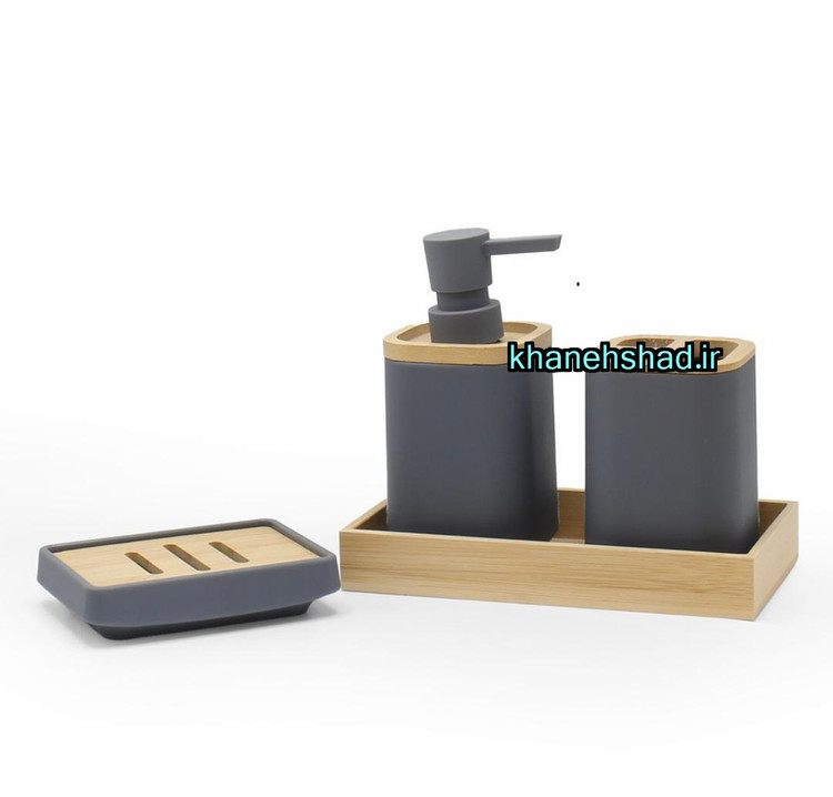 ست بهداشتی مینیمال اکرولیک طوسی مات چوب پاندورا