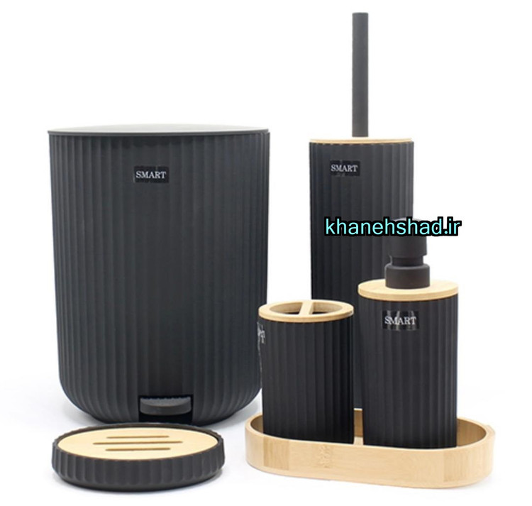 ست سرویس بهداشتی فانتزی اکرولیک مشکی مات چوب اسمارت وارداتی