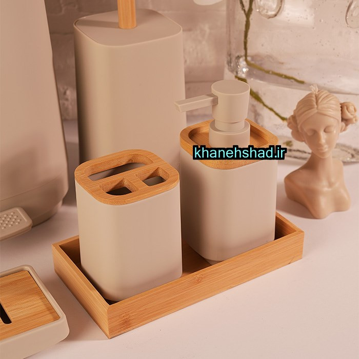 ست بهداشتی مینیمال اکرولیک کرم مات چوب پاندورا