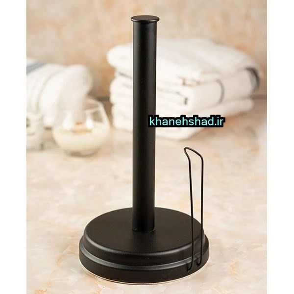 پایه رول دستمال کاغذی حوله ای رومیزی بلند استیل مشکی