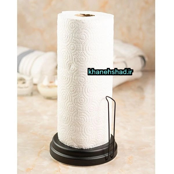 پایه رول دستمال کاغذی حوله ای رومیزی بلند استیل مشکی