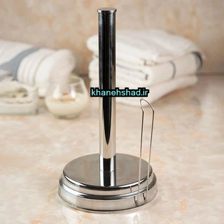 پایه رول دستمال کاغذی حوله ای رومیزی بلند استیل براق