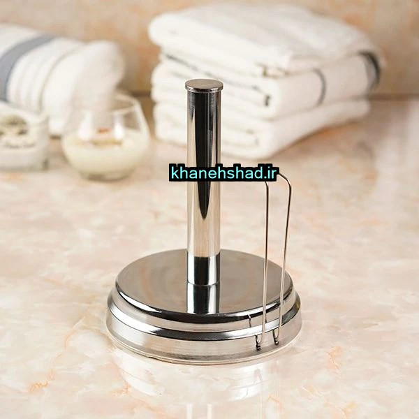 پایه رول دستمال کاغذی حوله ای رومیزی بلند استیل مات