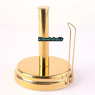 پایه رول دستمال کاغذی حوله ای رومیزی کوتاه استیل طلایی براق