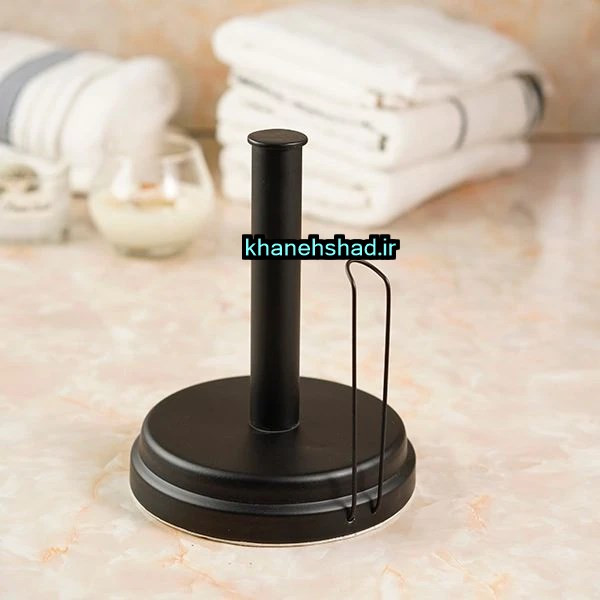 پایه رول دستمال کاغذی حوله ای رومیزی کوتاه مشکی مات