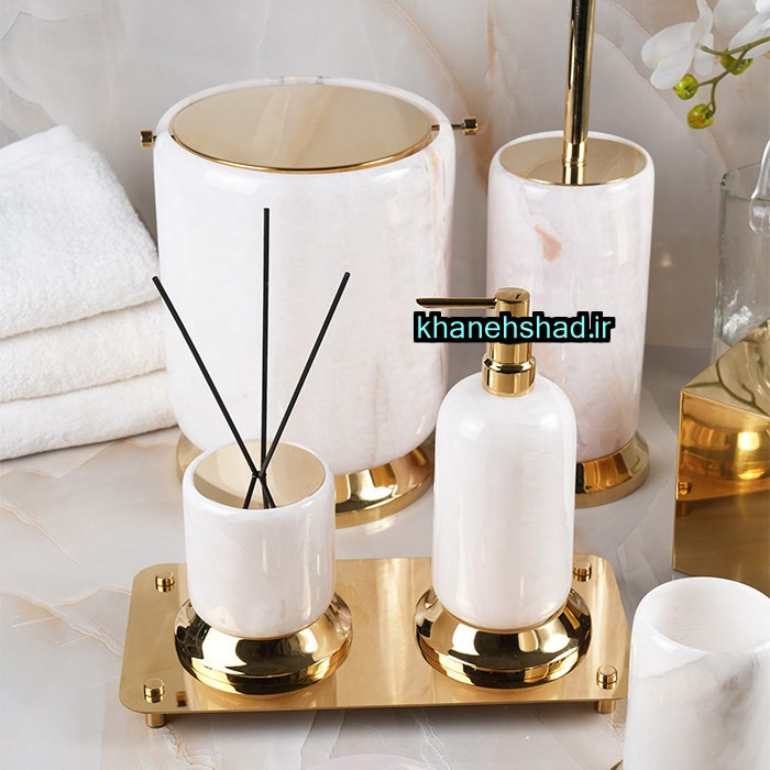 ست سرویس بهداشتی لاکچری سنگ و برنج کلوسیو صورتی