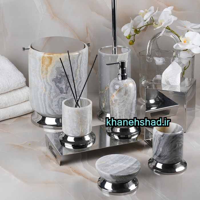 ست سرویس بهداشتی لاکچری سنگ و برنج کلوسیو طوسی ترکیبی