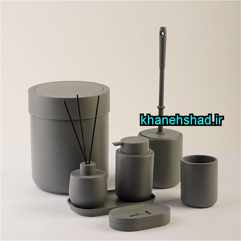 ست بهداشتی مینیمال اکرولیک طوسی مات شاهین
