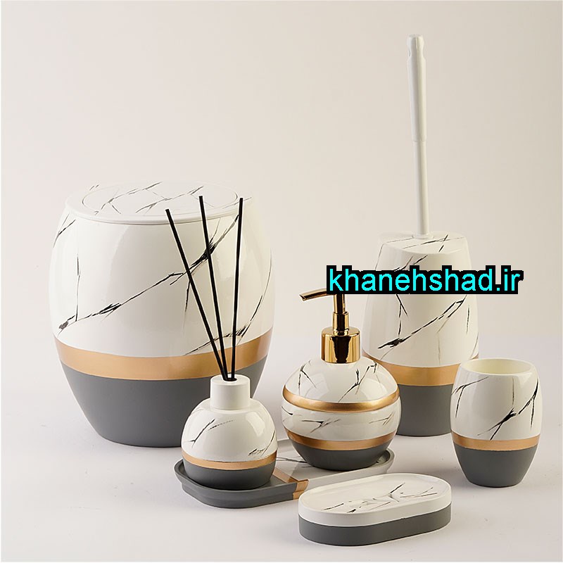 ست سرویس بهداشتی رزینی ماربل فید طوسی