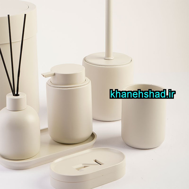 ست بهداشتی مینیمال اکرولیک کرم وانیلی مات شاهین