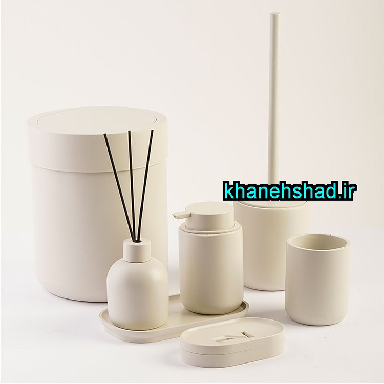 ست بهداشتی مینیمال اکرولیک کرم وانیلی مات شاهین