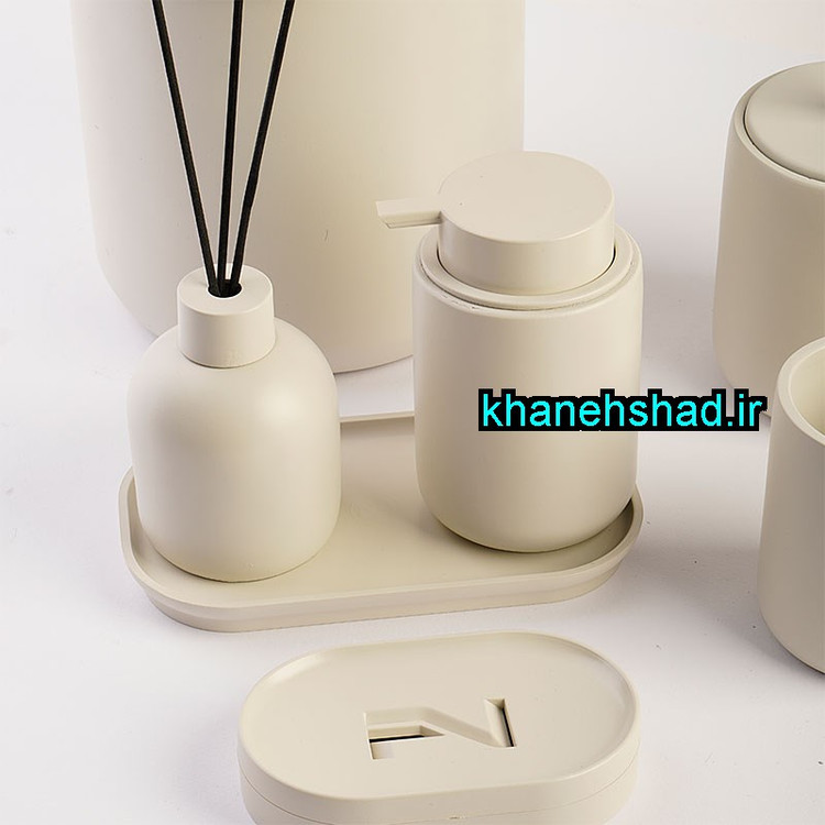 ست بهداشتی مینیمال اکرولیک کرم وانیلی مات شاهین