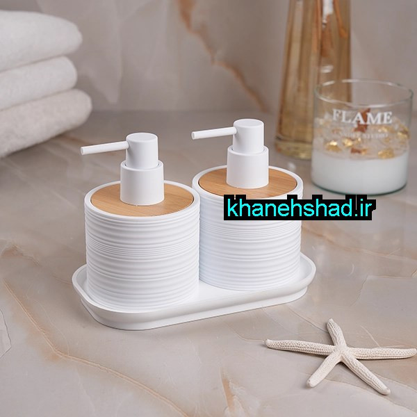 جامایع دستشویی دوقلو اکرولیک شیاردار بامبو سفید
