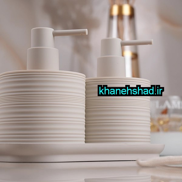 جامایع دستشویی دوقلو اکرولیک شیاردار بامبو کرم وانیلی