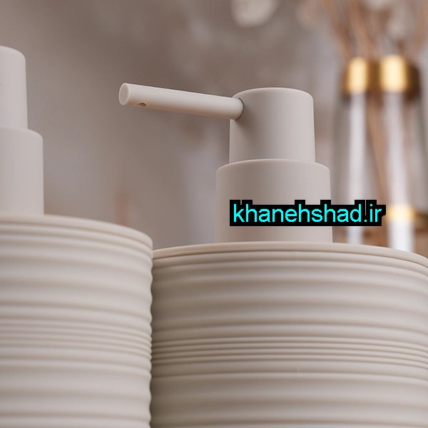 جامایع دستشویی دوقلو اکرولیک شیاردار بامبو کرم وانیلی
