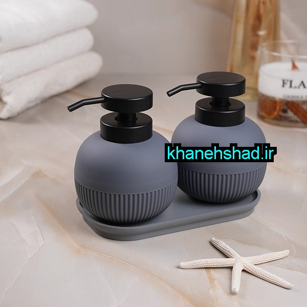 جامایع دستشویی دوقلو اکرولیک توپی مشکی طوسی
