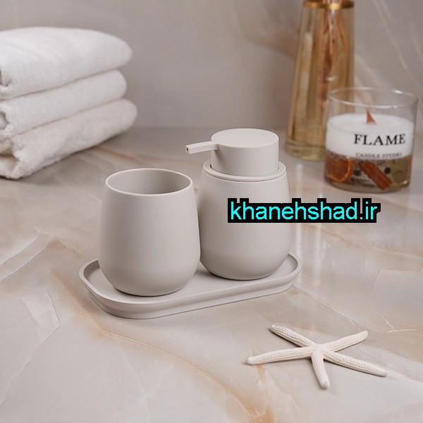 جامایع دستشویی دوقلو اکرولیک با جامسواکی روبرتو کرم وانیلی