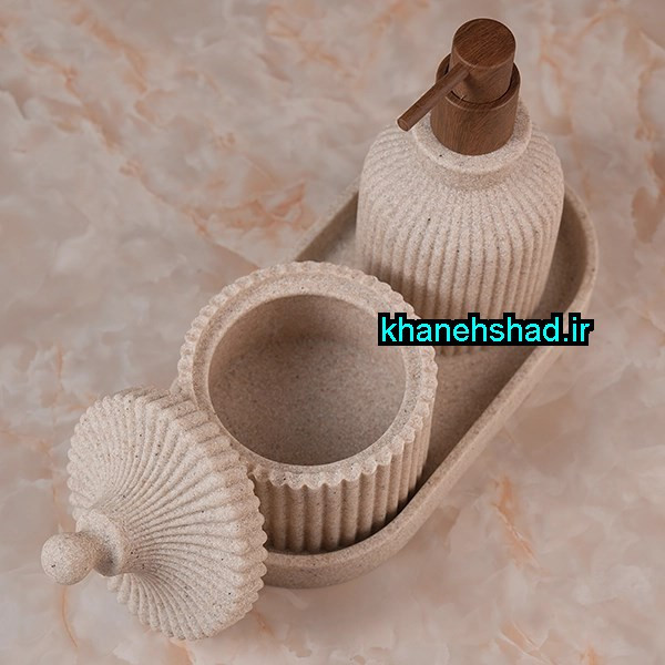 جامایع دستشویی دوقلو با پنبه دان کورین شانی کرم شنی