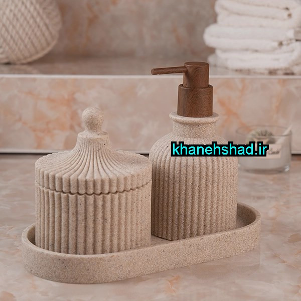 جامایع دستشویی دوقلو با پنبه دان کورین شانی کرم شنی
