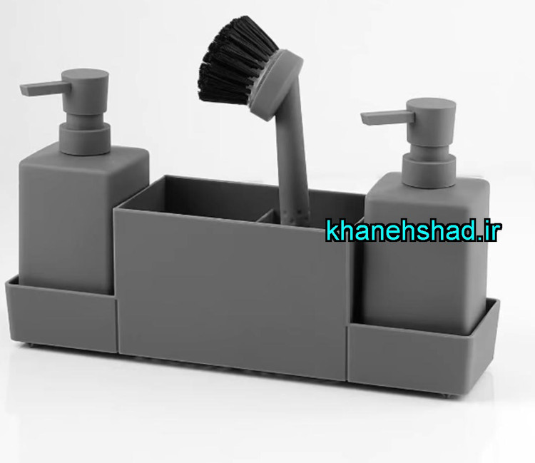 جامایع دستشویی دوقلو با جااسکاچ اکرولیک طوسی