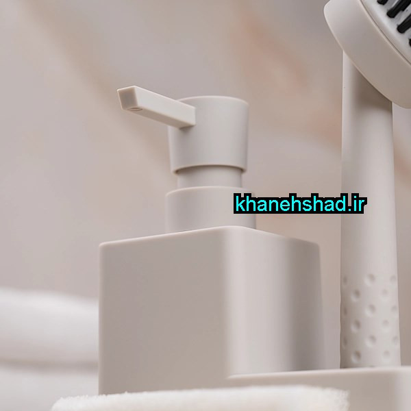 جامایع ظرفشویی چهارگوش با جااسکاچ و جا فرچه اکرولیک کرم