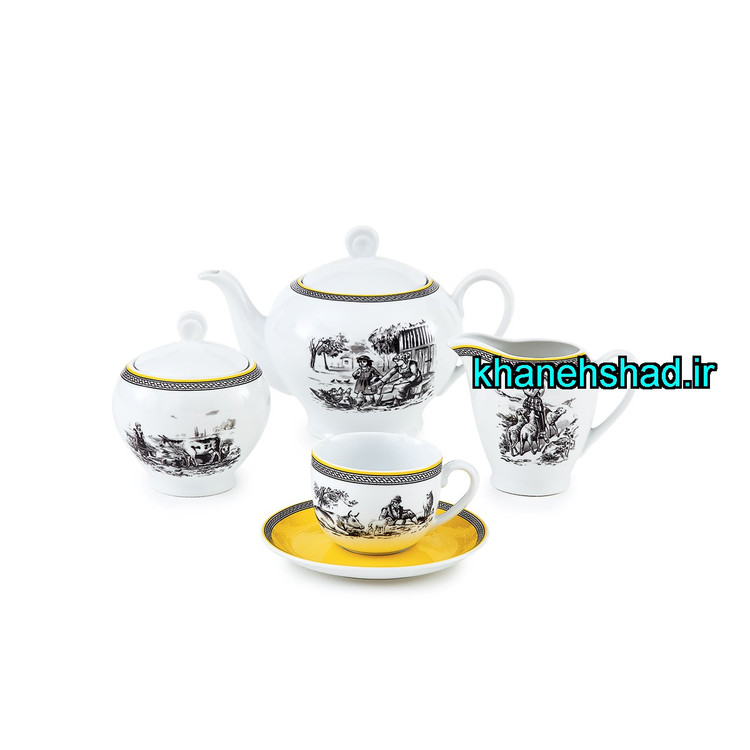 سرویس صبحانه خوری چینی زرین طرح ویلیج 17 پارچه گرد