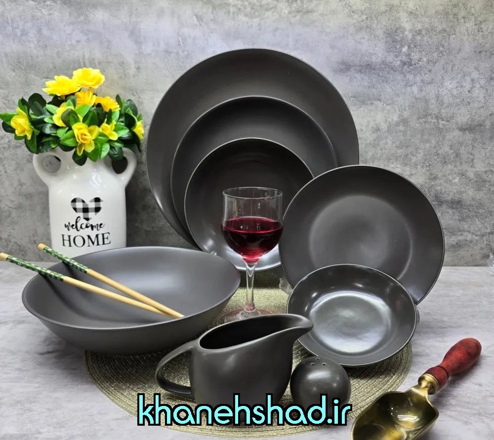 سرویس سرامیکی استون ور کلارا رومز 30 پارچه مشکی ذغالی مات