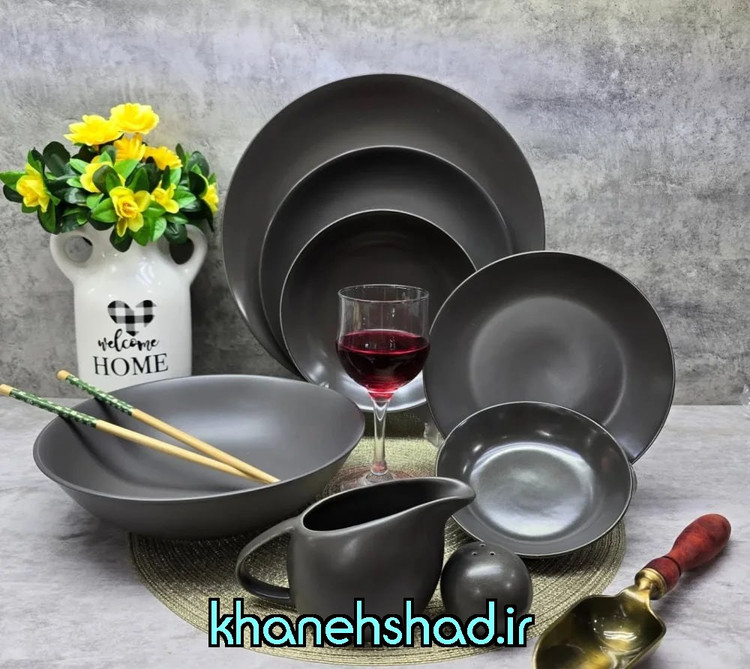سرویس سرامیکی استون ور کلارا رومز 30 پارچه مشکی ذغالی مات